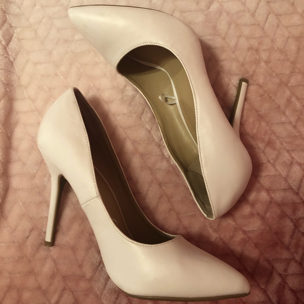 solid white pumps